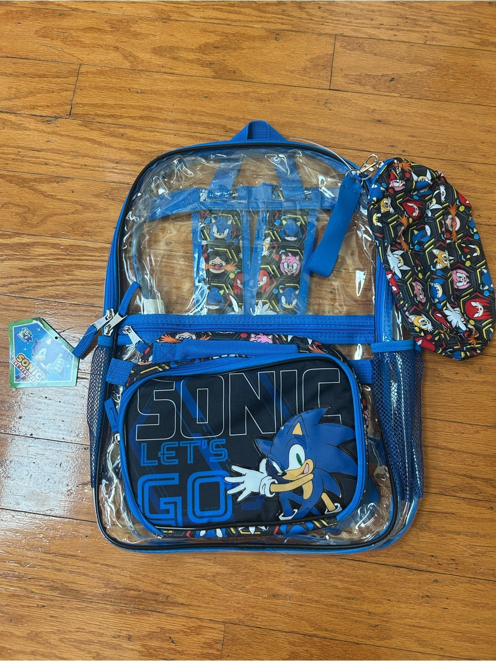 Sonic the Hedgehog kids 17” Clear Backpack 3pcs set